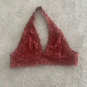 Free People Lace Halter Bralette in Red